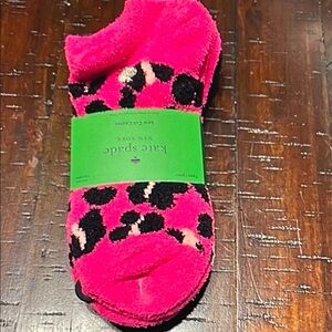 Kate Spade Pink and Black Leopard Print Socks